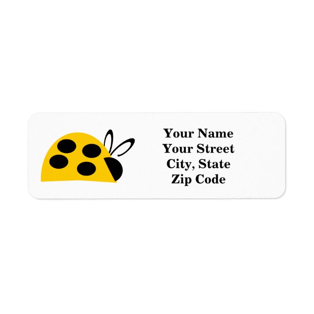 Cute Yellow Ladybug Return Address Label (Front)