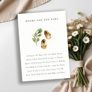 Cute Yellow Leafy Shoes Books for Baby Shower Enclosure Card