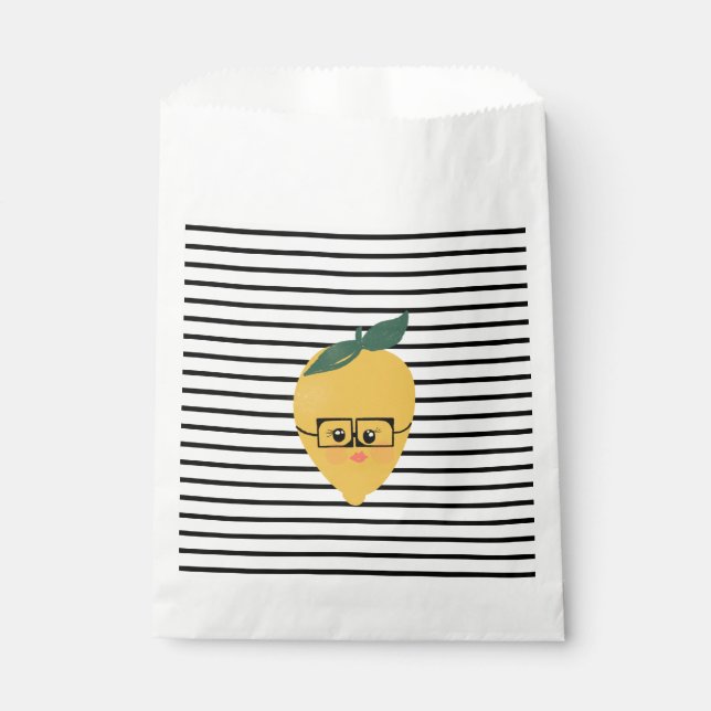 Cute yellow lemon cartoon funny illustration favour bag (Front)