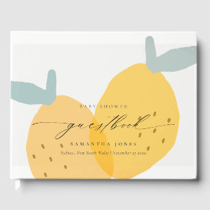 Cute Yellow Lemon Fruity Citrus Baby Shower Guest Book