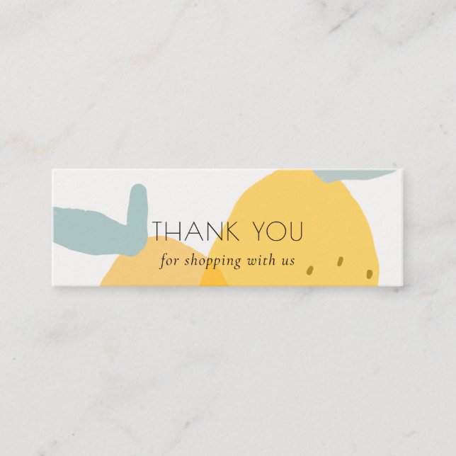 Cute Yellow Lemon Fruity Citrus Bright Thank You Mini Business Card (Front)