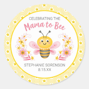 Cute Yellow Mama to Bee Baby Shower Classic Round Sticker
