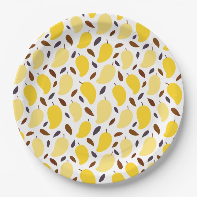Cute Yellow Mango Pattern Paper Plate (Front)