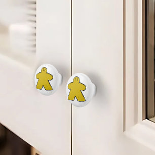 Cute Yellow Meeple Board Game Room Ceramic Knob