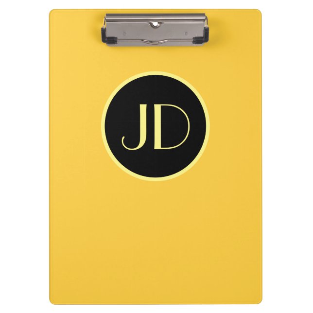 Cute Yellow Monogram With Yellow Text Clipboard (Front)