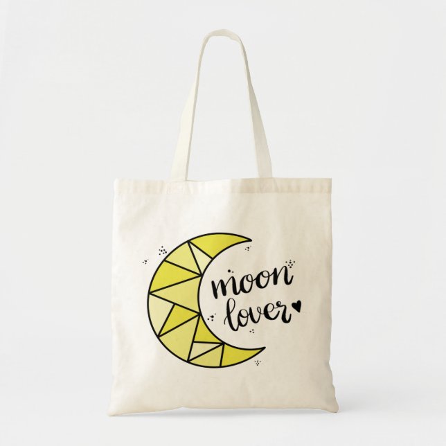 Cute Yellow Moon Lover Geometric Moon Tote Bag (Front)