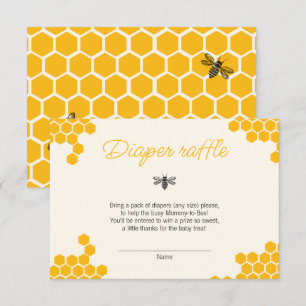 Cute Yellow Mummy to Bee Baby Shower Diaper Raffle Enclosure Card