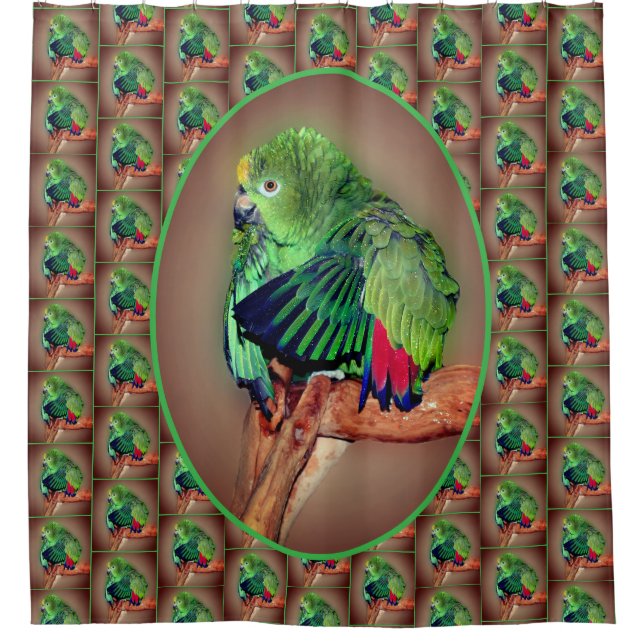 Cute Yellow Naped Amazon Parrot Animal  Shower Curtain (Front)
