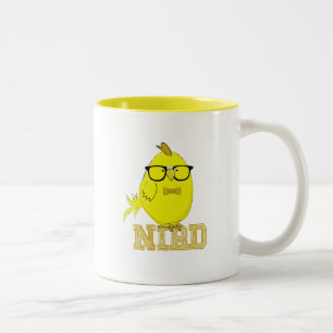 Cute Yellow Nerd Bird Two-Tone Coffee Mug