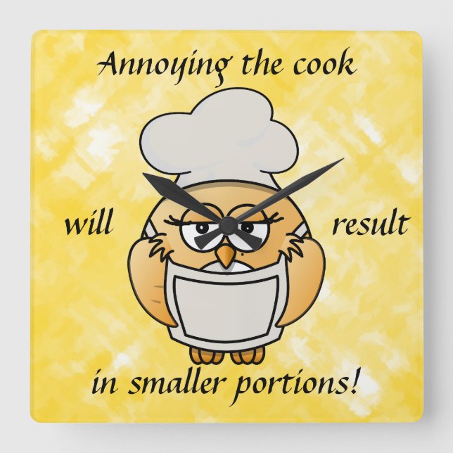 Cute Yellow Owl Cook Wall Clock (Front)