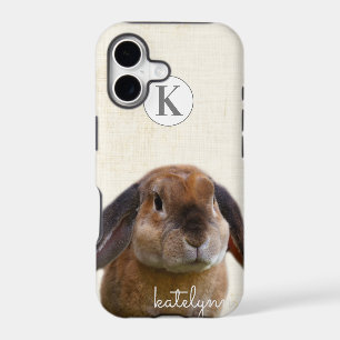 Cute Yellow Peek-a-Boo Bunny Photograph Monogram