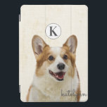 Cute Yellow Peek-a-Boo Corgi Dog Monogram iPad Pro Cover<br><div class="desc">Cute Yellow Peek-a-Boo Corgi Dog Monogram Design. With an adorable Pembroke Welsh Corgi peeking up to say hi! Makes a Fun and adorable gift for Kids, Teens, and adults, for Birthdays Christmas and more. Personalised with your initial letter and name! Monogrammed phone wallet case! ~ Check my shop to see...</div>