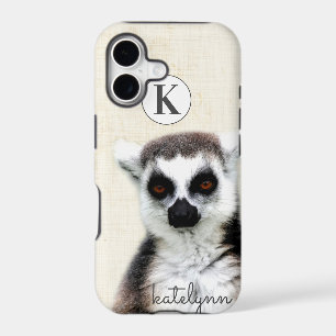 Cute Yellow Peek-a-Boo Lemur Photograph Monogram