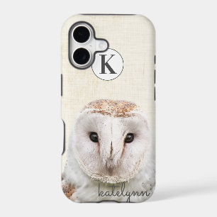 Cute Yellow Peek-a-Boo Owl Photograph Monogram