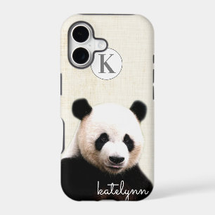 Cute Yellow Peek-a-Boo Panda Photograph Monogram