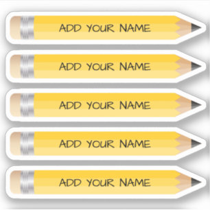 Cute Yellow Pencil Name Custom-Cut Vinyl Sticker