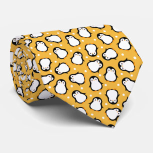 Cute yellow penguin pattern tie