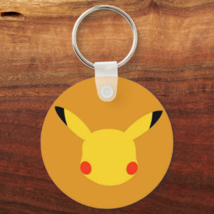 Cute Yellow Pikachu Face Keychain Design