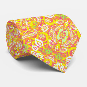 Cute yellow pink flowers pattern mug tie