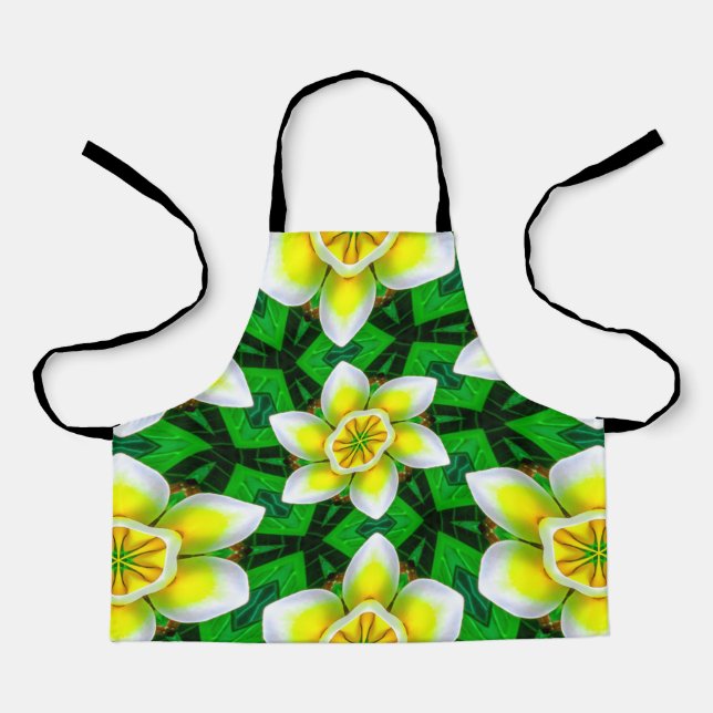 Cute Yellow Plumeria Pattern Apron (Front)