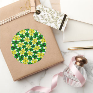 Cute Yellow Plumeria Pattern Classic Round Sticker