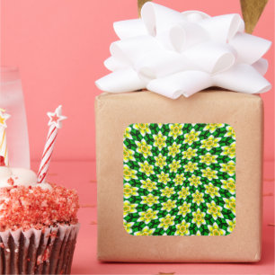 Cute Yellow Plumeria Pattern Square Sticker