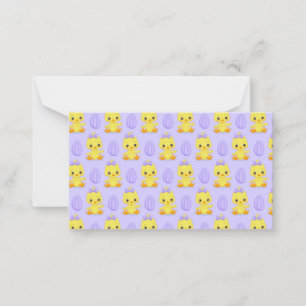 Cute Yellow Purple Chicken Easter Pattern Card