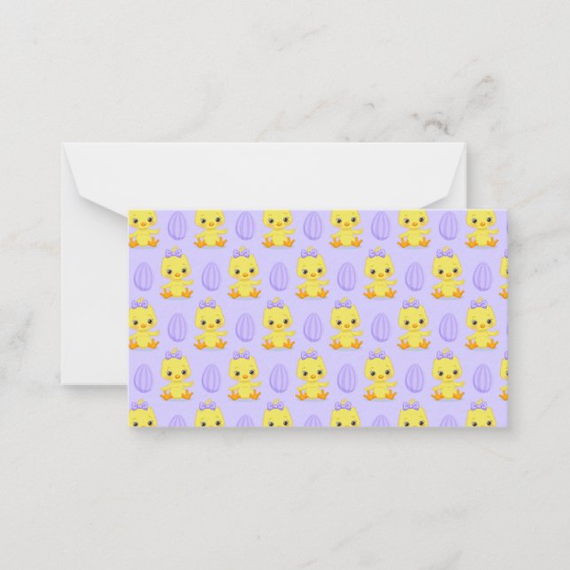 Cute Yellow Purple Chicken Easter Pattern Card (Front)