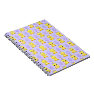 Cute Yellow Purple Chicken Easter Pattern Notebook