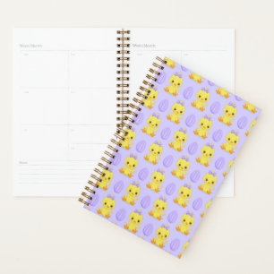 Cute Yellow Purple Chicken Easter Pattern Planner