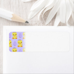 Cute Yellow Purple Chicken Easter Pattern Return Address Label