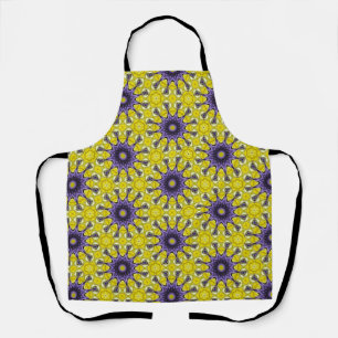 Cute Yellow Purple Kaleidoscope Geometric Pattern Apron