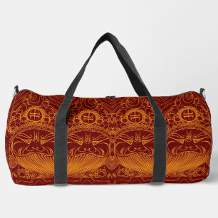 Cute yellow red traditional chinese man duffle bag