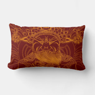Cute yellow red traditional chinese man lumbar cushion