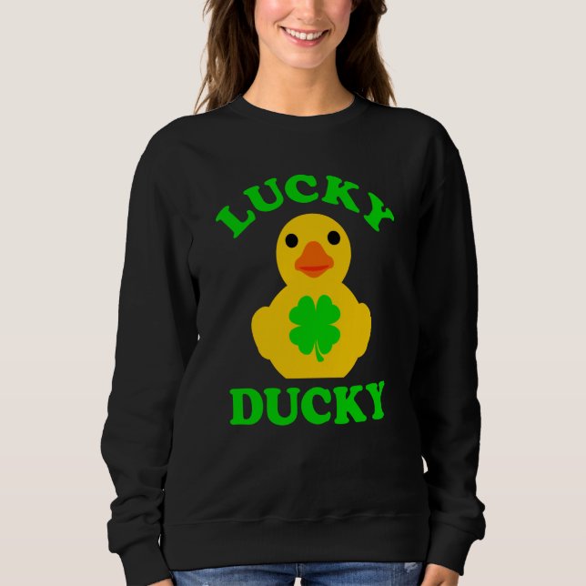 Cute Yellow Rubber Duck Four Leaf C Lucky Ducky Sweatshirt (Front)