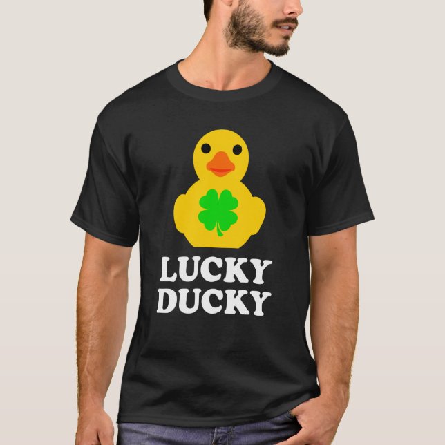 Cute Yellow Rubber Duck Four Leaf C St Patrick's D T-Shirt (Front)