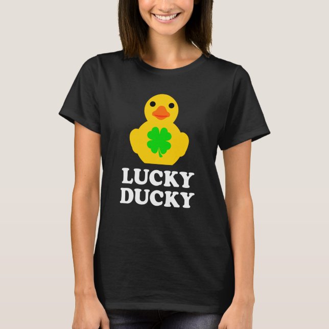 Cute Yellow Rubber Duck Four Leaf C St Patrick's D T-Shirt (Front)