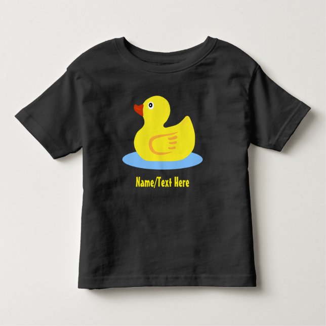 Cute Yellow Rubber Duck Name Customise Toddler T-Shirt (Front)