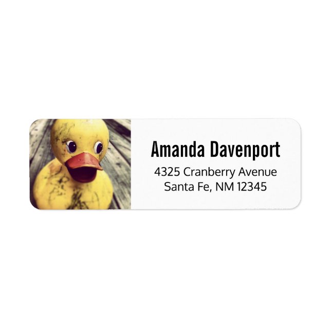 Cute Yellow Rubber Duck Photograph Return Address Label (Front)