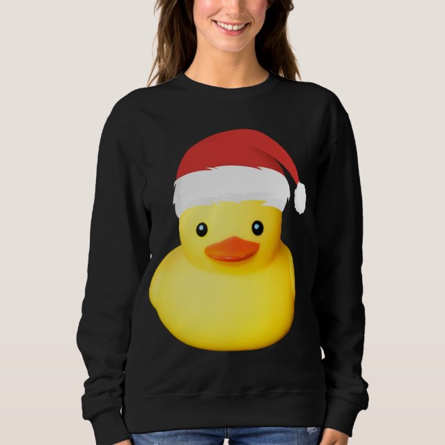 Cute Yellow Rubber Duck Santa Claus Christmas Fami Sweatshirt (Front)