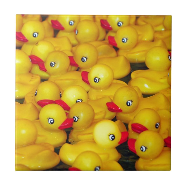 Cute yellow rubber duckies ceramic tile (Front)