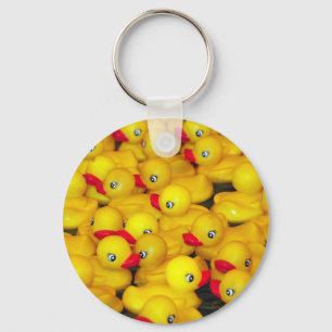 Cute yellow rubber duckies key ring