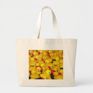 Cute yellow rubber duckies large tote bag