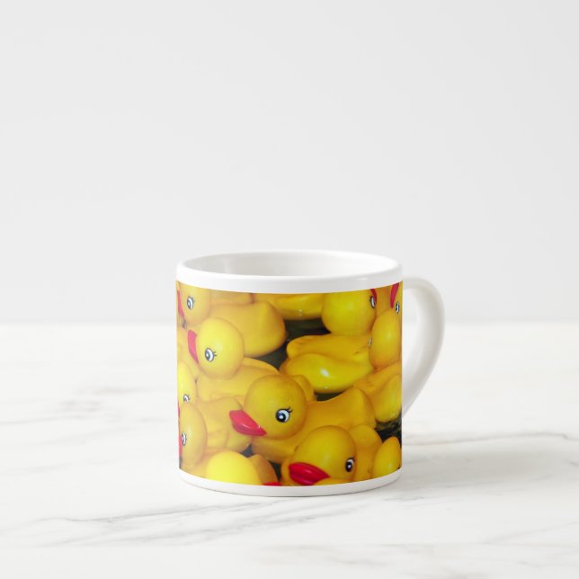 Cute yellow rubber duckies pattern espresso cup (Front Right)