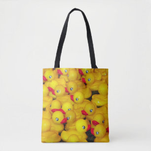 Cute yellow rubber duckies pattern tote bag