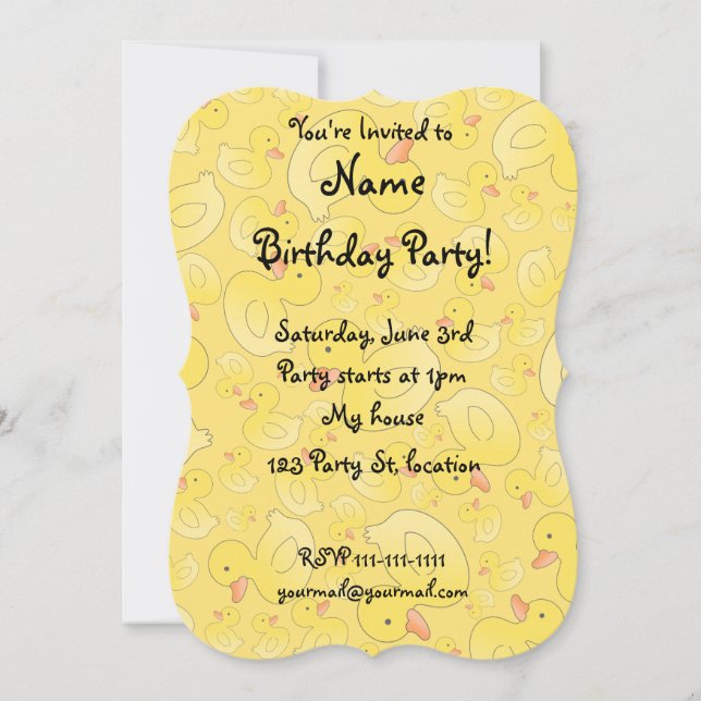 Cute yellow rubber ducks invitation (Front)