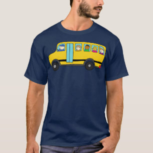 Cute Yellow Schoolbus With Happy Children T-Shirt