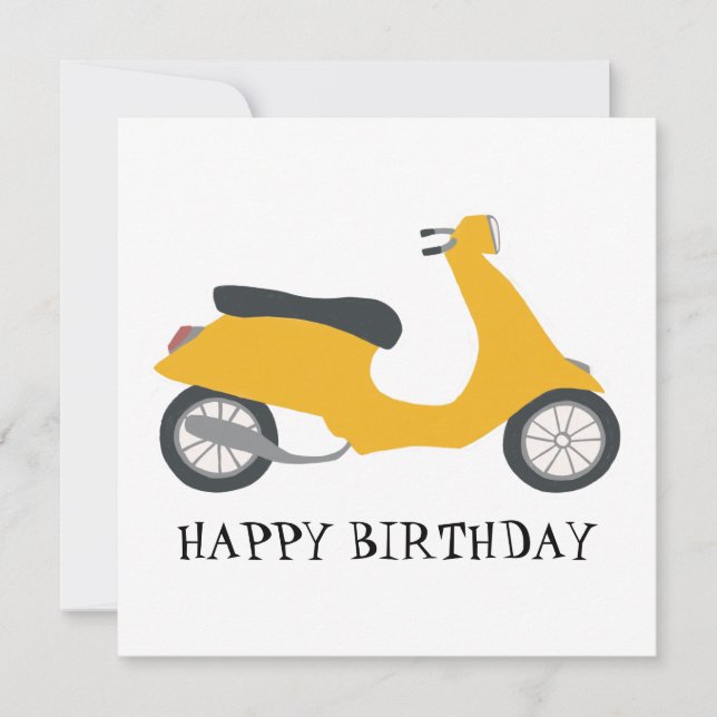 Cute Yellow Scooter Birthday CUSTOMIZE IT  Card (Front)