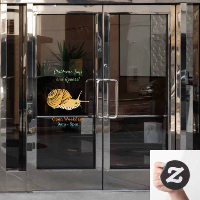 Cute yellow snail cartoon illustration (Office Door)