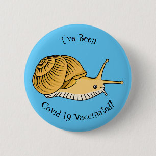 Cute yellow snail cartoon illustration 6 cm round badge
